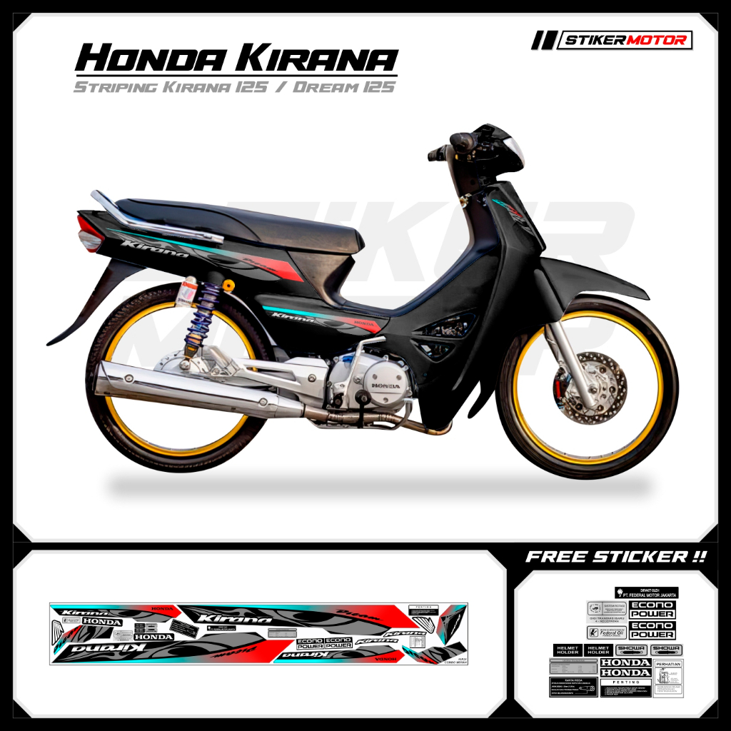 KIR21 Striping สติกเกอร์ Honda Kirana 125 Honda Dream 125 Motohai Variations Striker สติกเกอร์ Strip