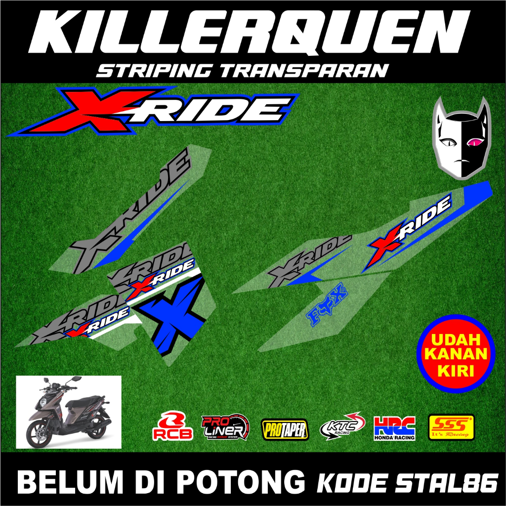 YAMAHA XRIDE 125 MOTORCYCLE TRANSPARENT STICKER STRIPING (stal86)