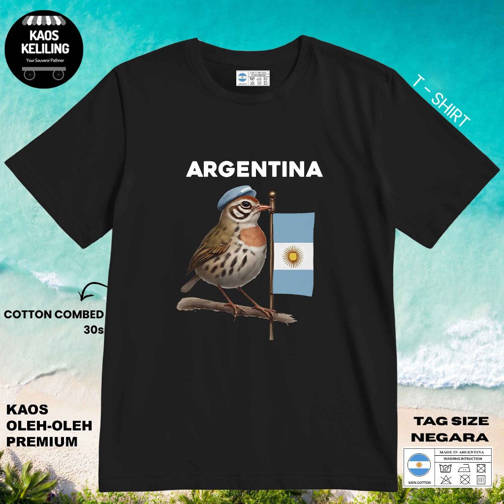 เสื้อยืด ARGENTINA SOUVENIR 16 พร้อมแท็กแขวนระดับพรีเมียมผลิตในของขวัญของที่ระลึกผ้าฝ้าย 30S