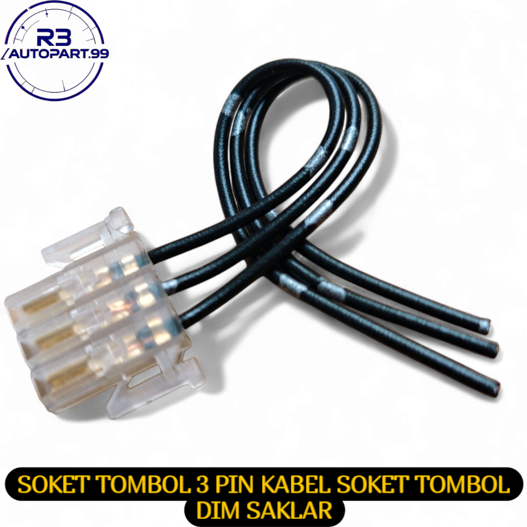 TOMBOL 3 Pin Button Socket 3 Pin Socket Set Universal Dim Switch Button Socket Cable For All Motorcy