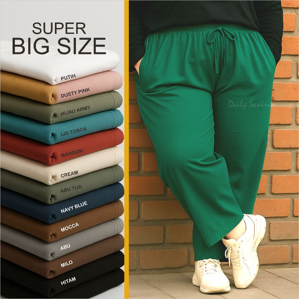 (ขนาด LARGE) กางเกงขายาวขั้นพื้นฐานของผู้หญิง SUPER JUMBO bggypants BIG SIZE 3XXL - 4XXL - 5XXL- 6XX
