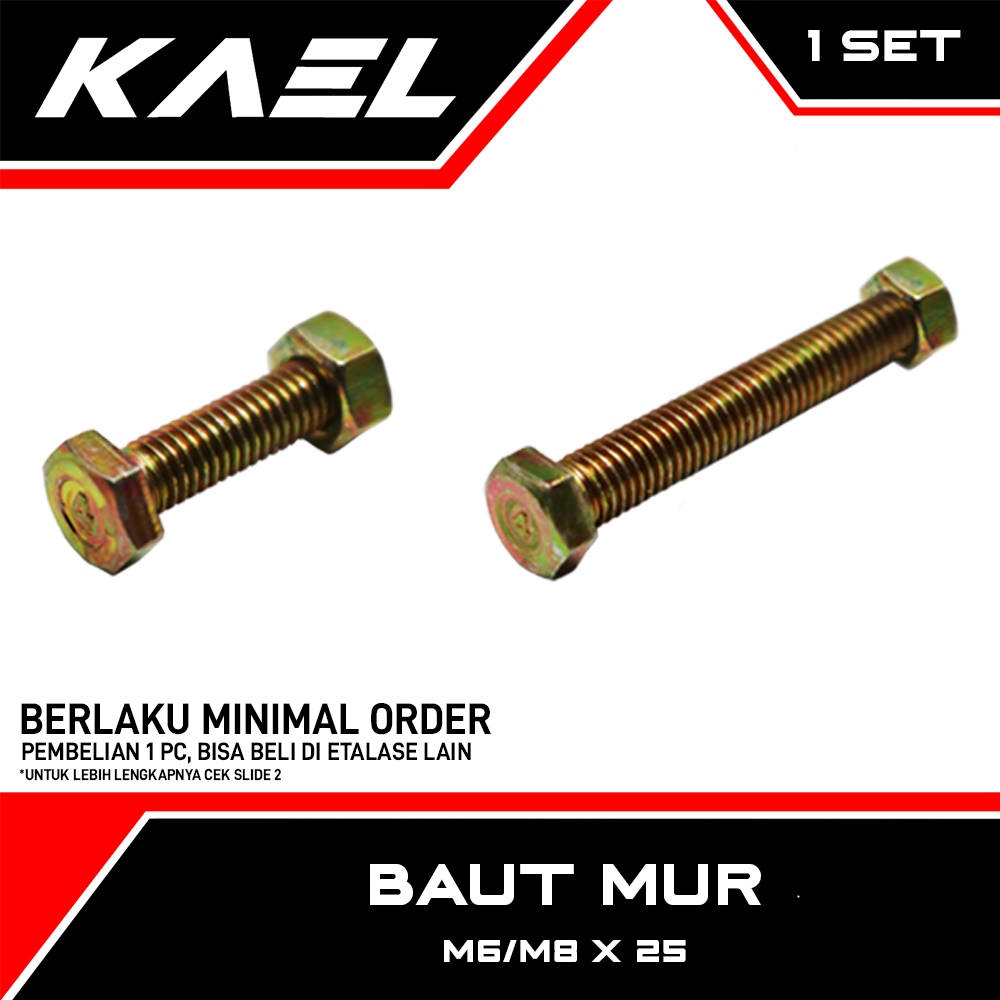 Bolt Nut M6x25 M8x25 M6 M8 x 25 8x25 M 8 6 Nut Yellow Bolt Key 10 12