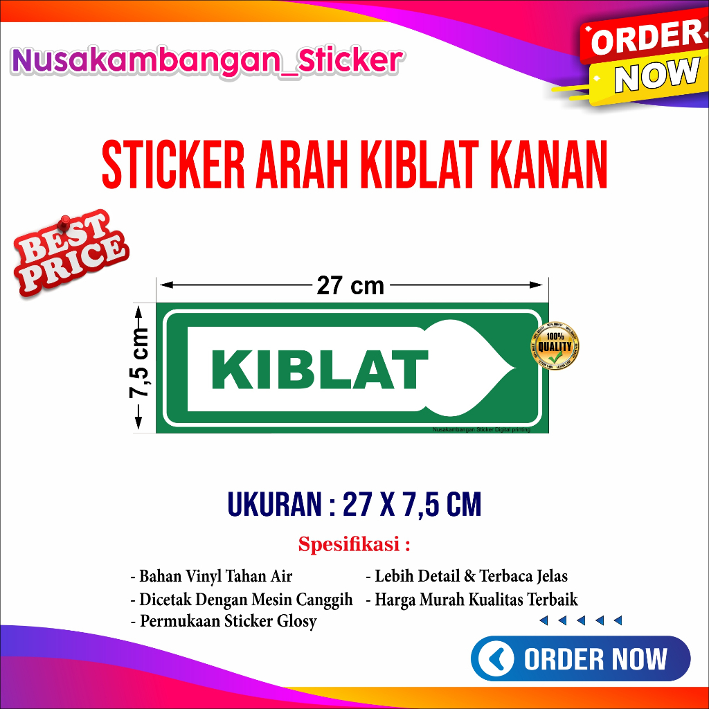 KIBLAT DIRECTION STICKER ซ้ายและขวาและ ABOVE THE DIRECTION OF KIBLAT MOSQUE PRAYER สติ๊กเกอร์ห้อง