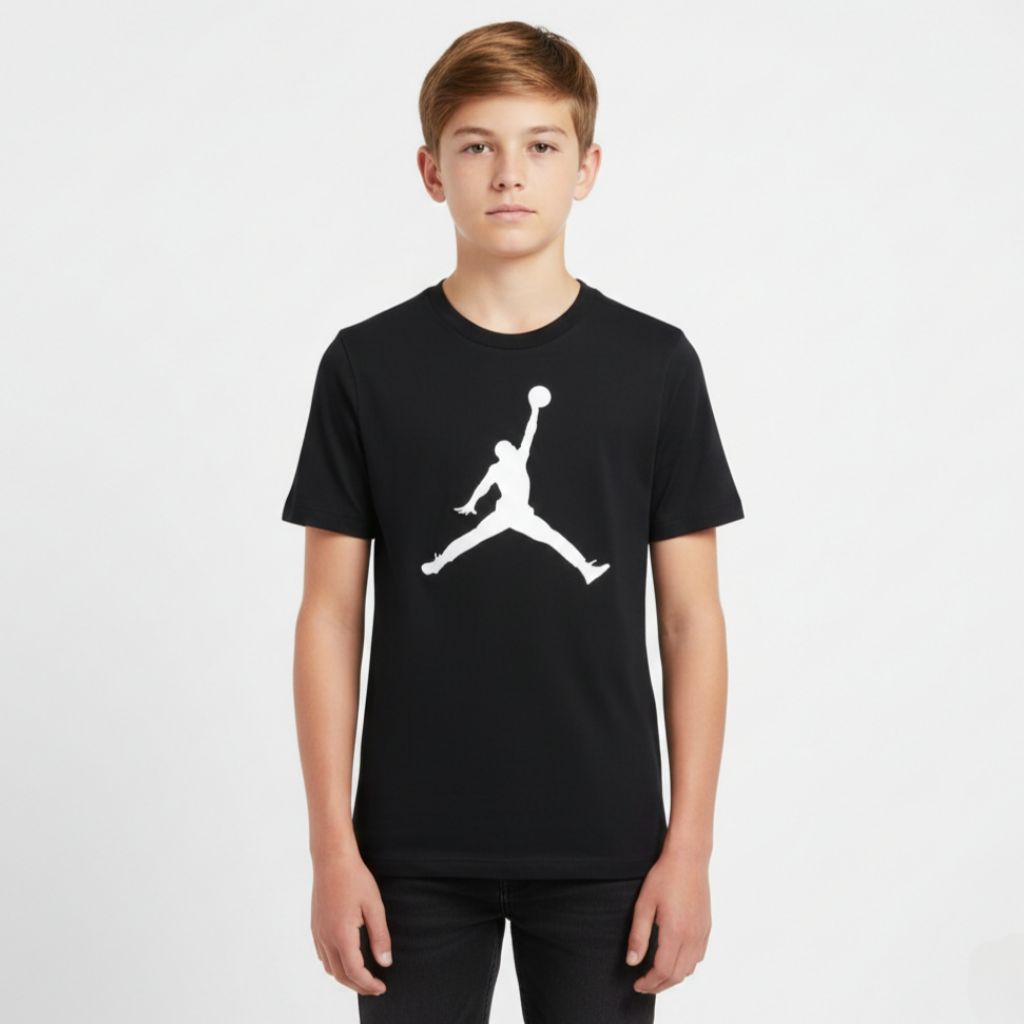 AIR J0RDAN JUMP MAN BLACK WHITE DRI-FIT เสื้อยืด TEENAGE ดั้งเดิม