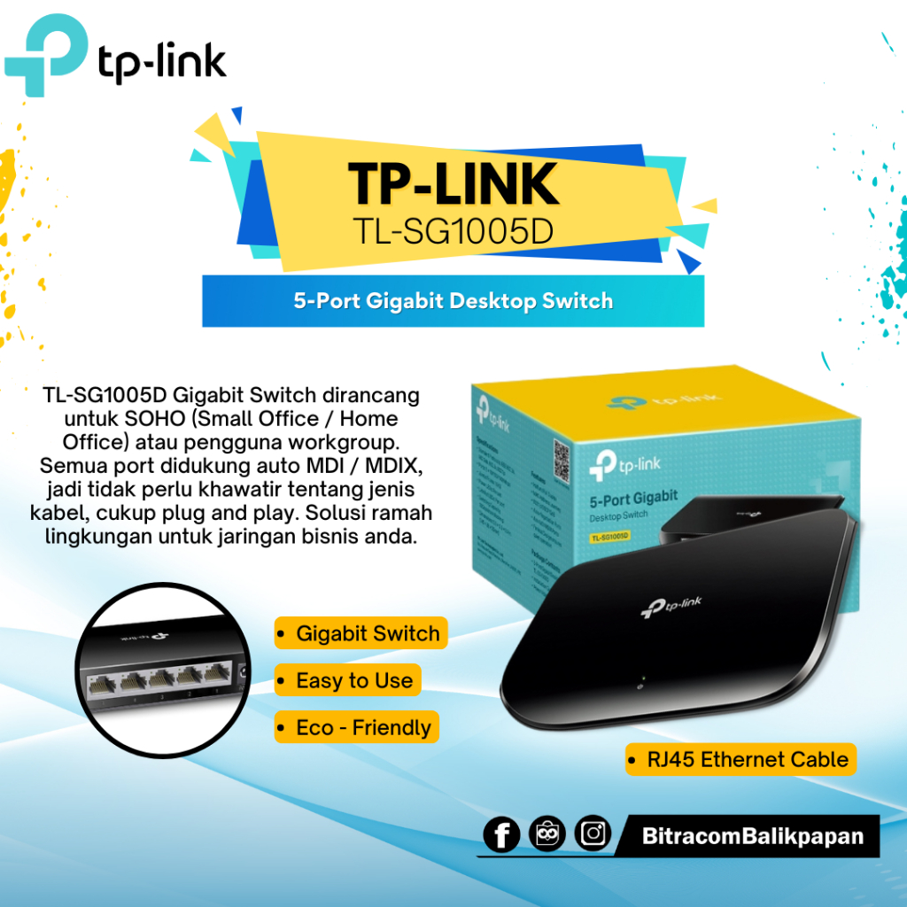 TP-Link LAN HUB Switch - TL-SG1005D - Gigabit Desktop Switch 5 Port - SG1008D Switch 8 Port