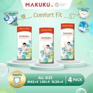 [4 PACK] Makuku SAP Diapers Comfort Fit 3.0 Jumbo +4 Pack Celana / Pants Popok Bayi M42+4 / L40+4 / XL38+4