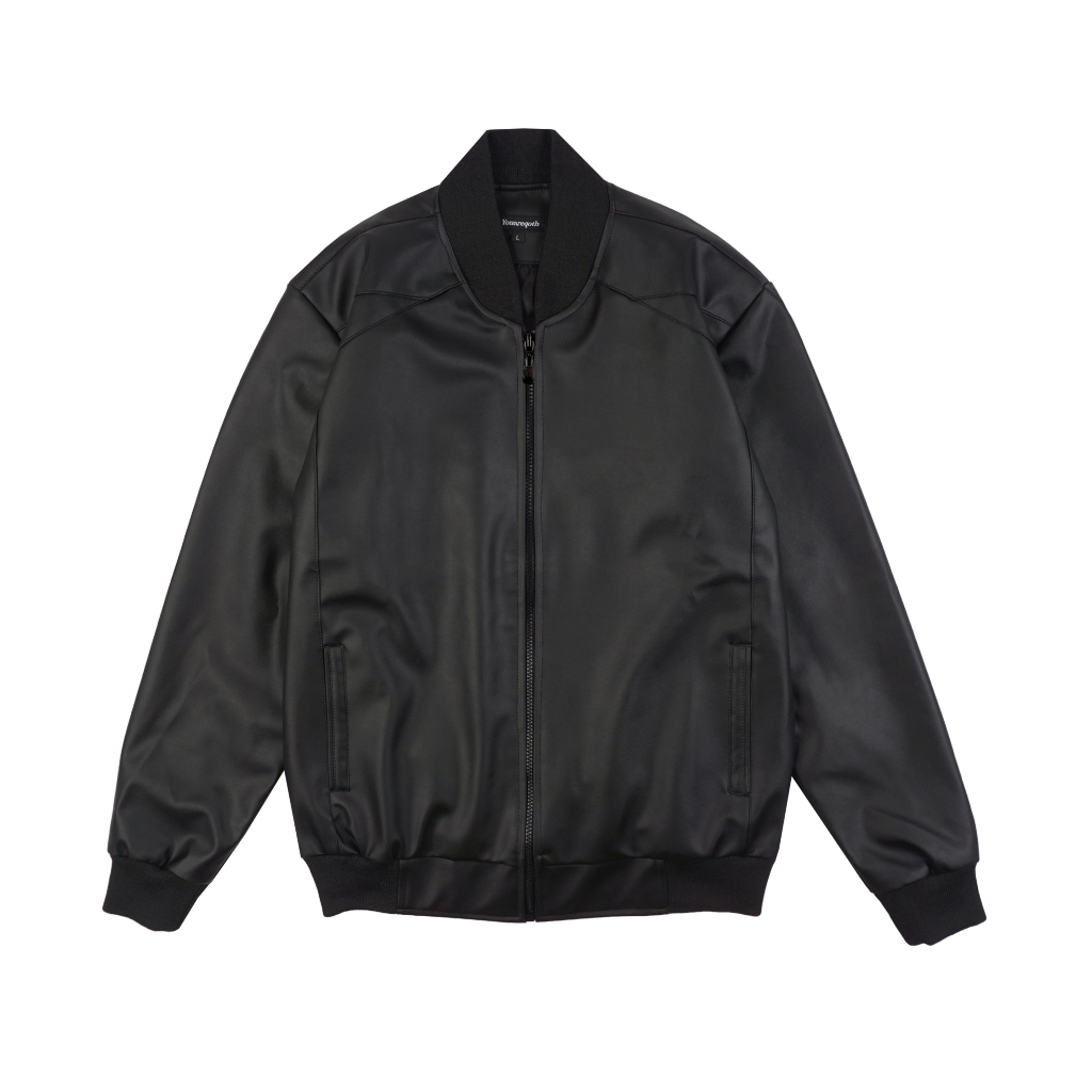 QOTH - Leather Jacket Boxy Synthetic Leather Bomber Jacket