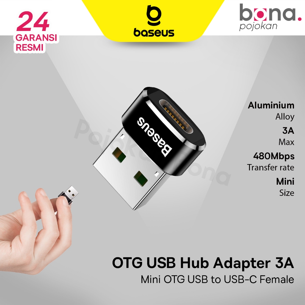 Baseus Converter Mini OTG Type-C เป็น USB Hub Adapter 3A