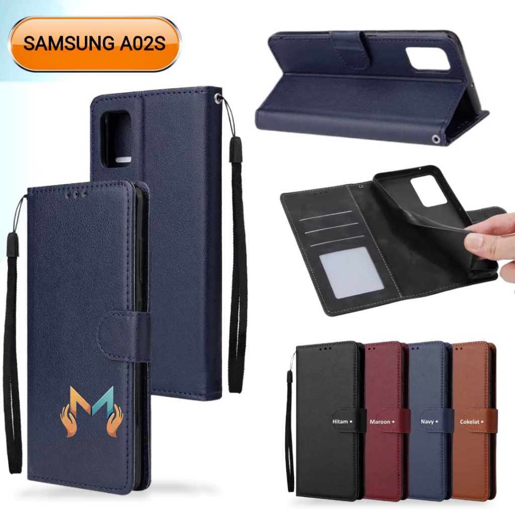 Flip Case Leather Samsung A02s Leather Wallet Casing Open Close