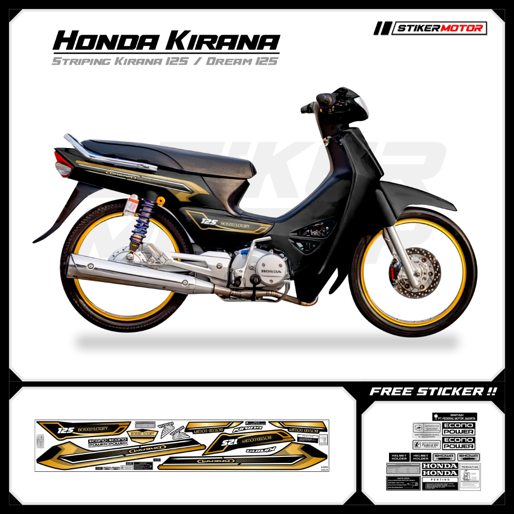 KIR59 Striping สติกเกอร์ Honda Kirana 125 Honda Dream 125 Motohai Variations Striker สติกเกอร์ Strip