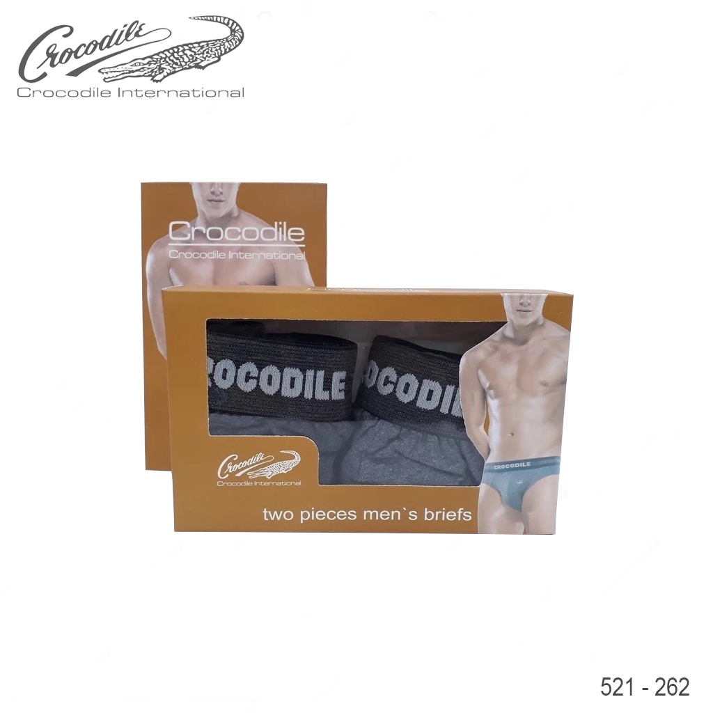 (2pc) CD Crocodile 521-262 สีน้ําตาล | กางเกงบ็อกเซอร์ยางผู้ชาย Crocodile - Kshop
