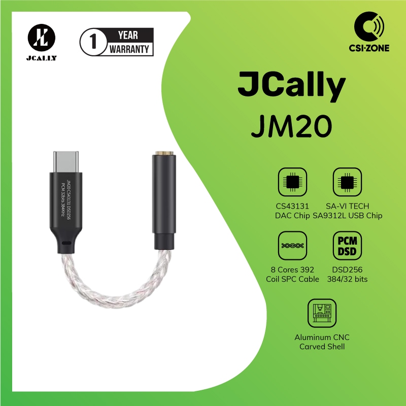 JCALLY JM20 / JM 20 CS43131 อะแดปเตอร์ดองเกิลแบบพกพา USB DAC / AMP