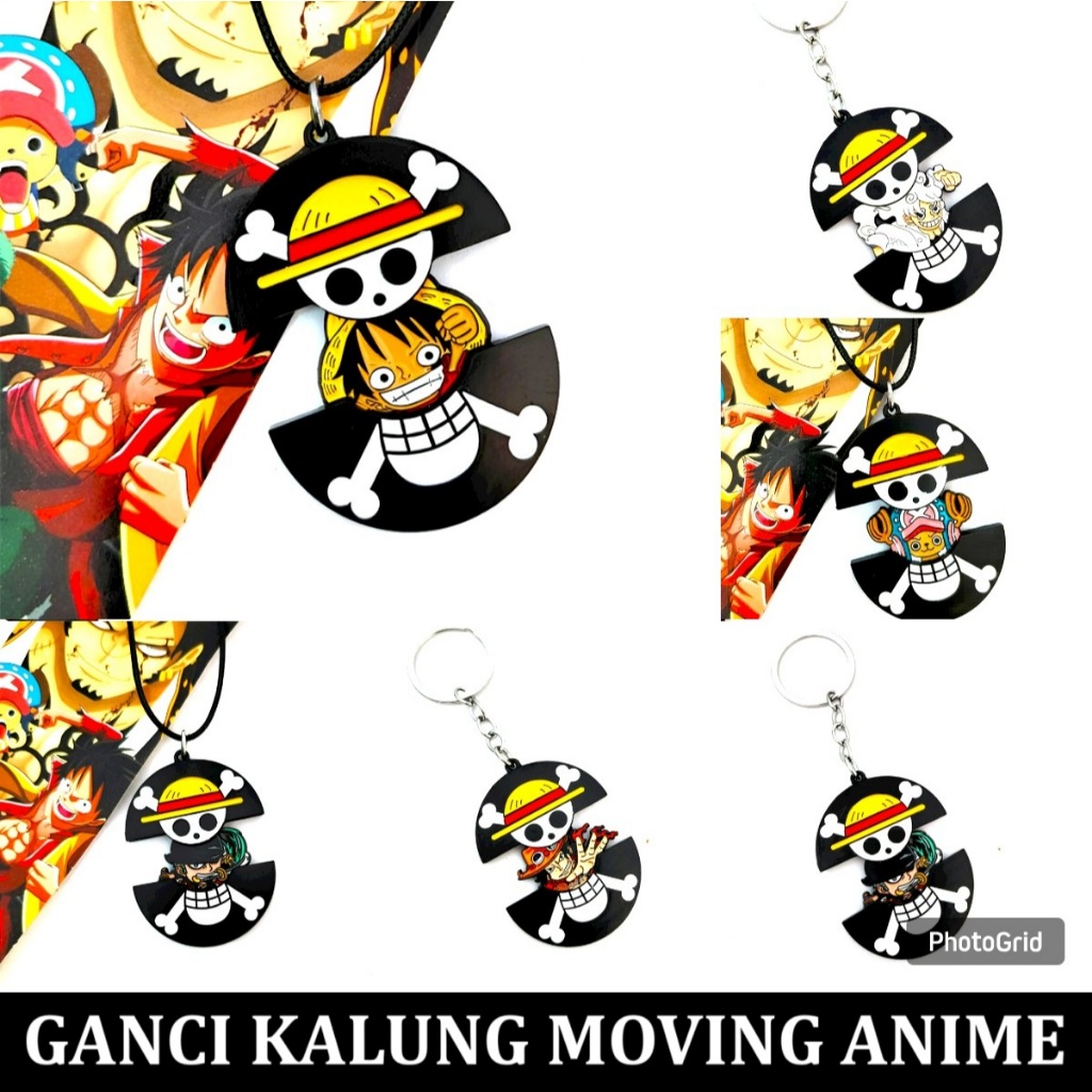 GANTUNGAN สีดํา one piece ย้ายอะนิเมะสร้อยคอพวงกุญแจสามารถเปิดและปิดนําเข้าเดิม luffy zoro chopper P