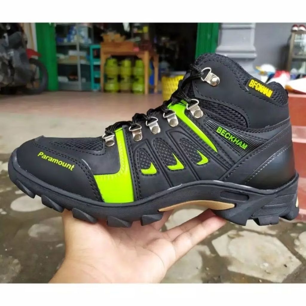 HIJAU Paramount Beckham Black Green Mountain Boots Paramount Beckham Hiking Boots รองเท้านิรภัย