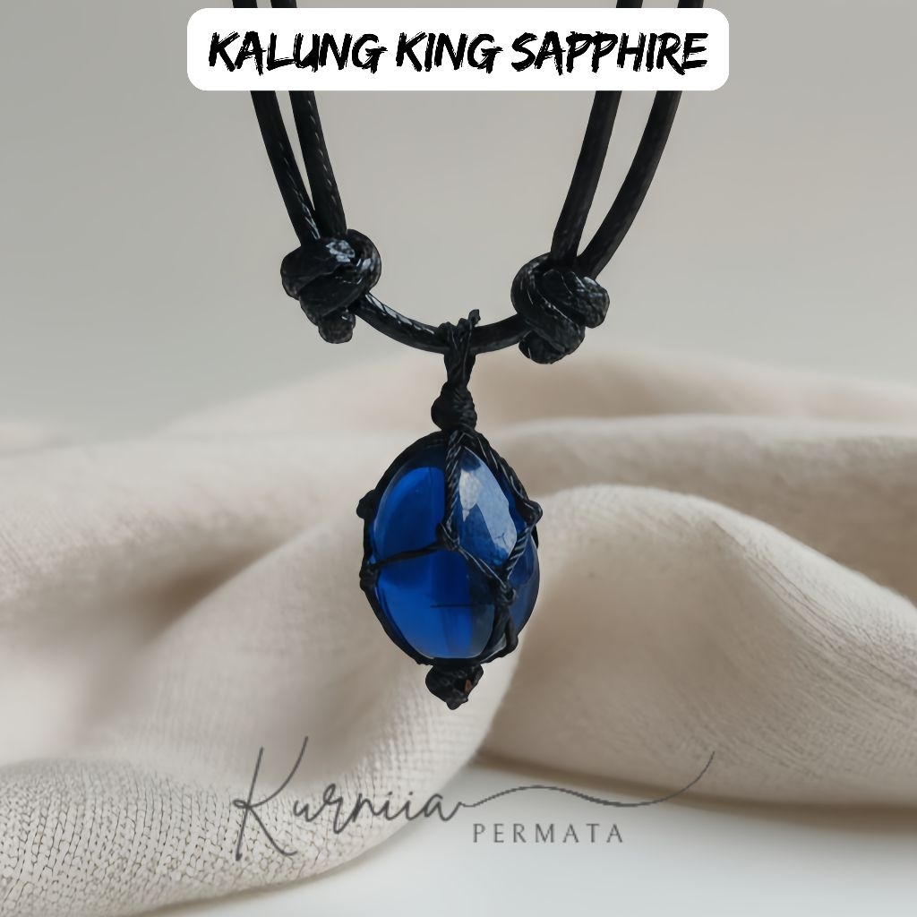 Li pan King Sapphire Royal Blue Sapphire สร้อยคอจี้เชือกไข่กลม หรูหราเกาหลี