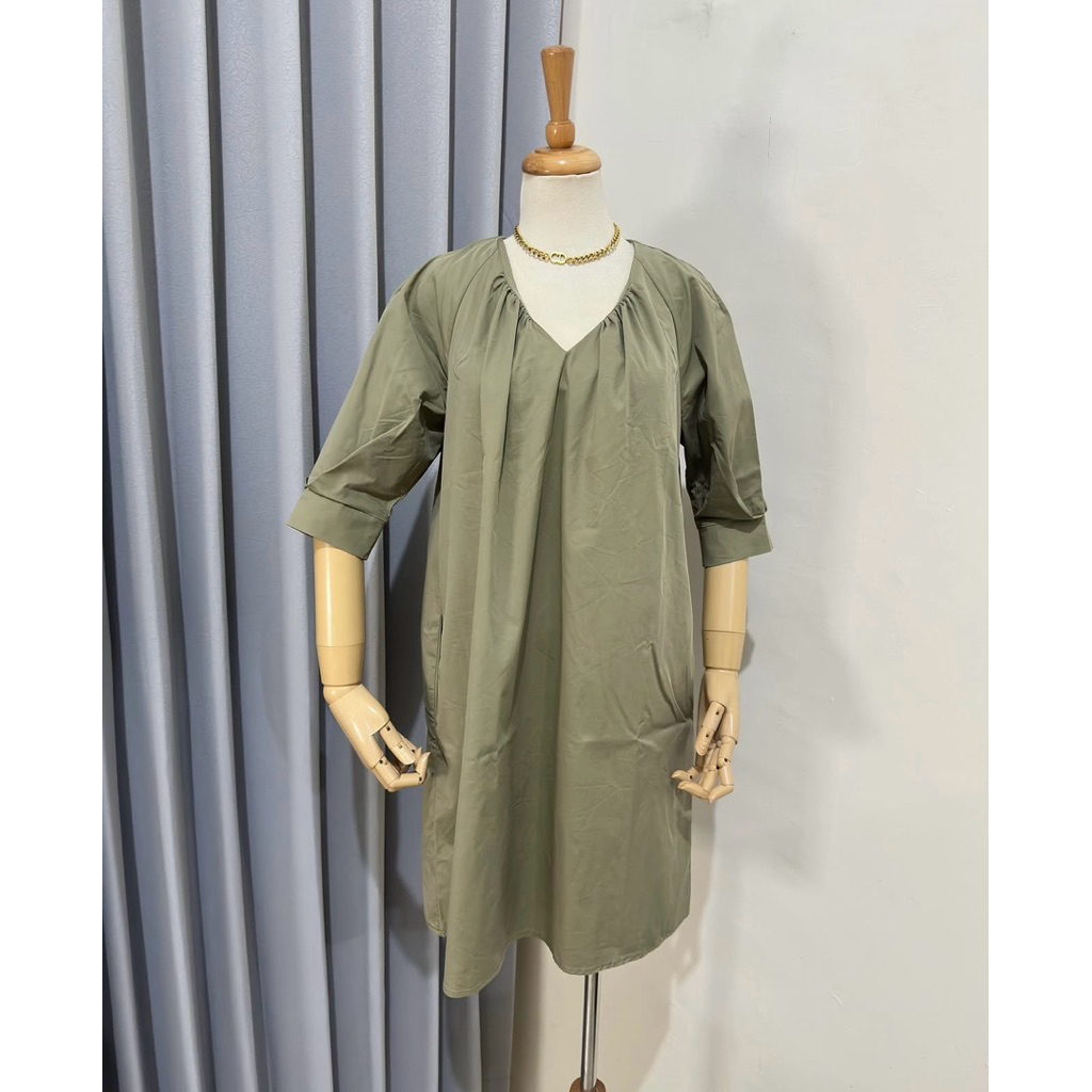 BL276 OUR NATURE V NECK GREEN DRESS