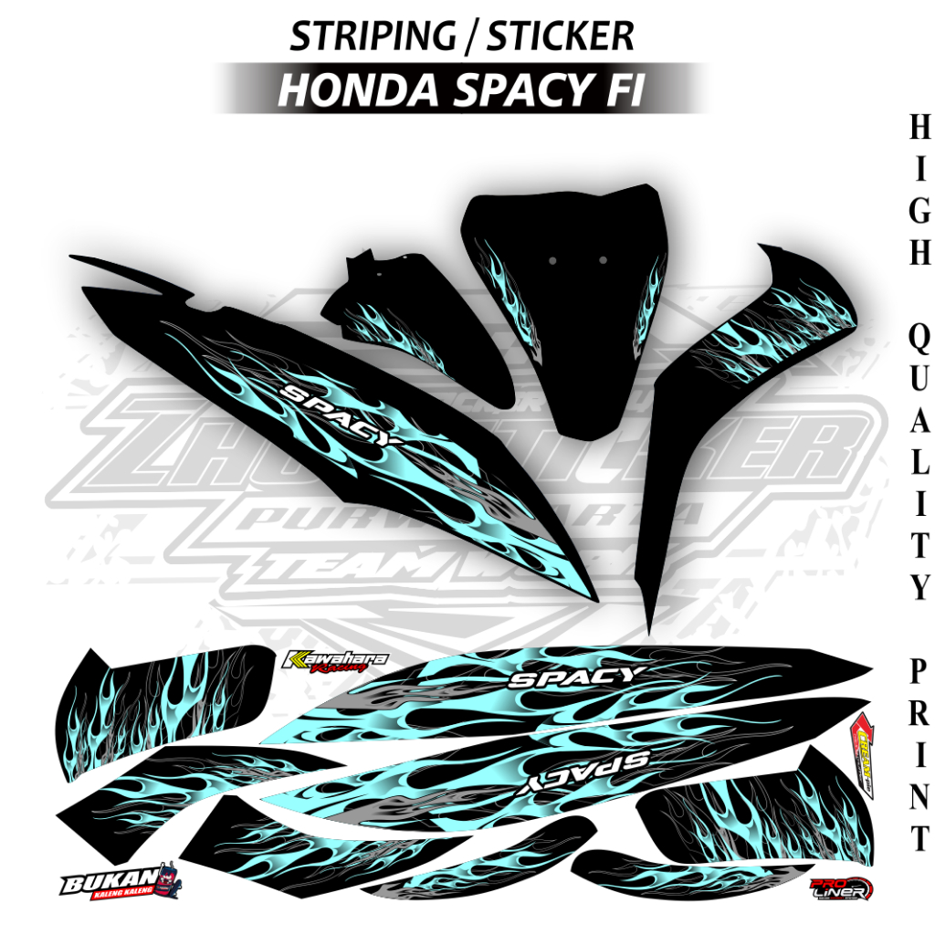 Honda Spacy FI Variation Striping Sticker Lis polet Body Fire Motif ดีไซน์ใหม่ Racing