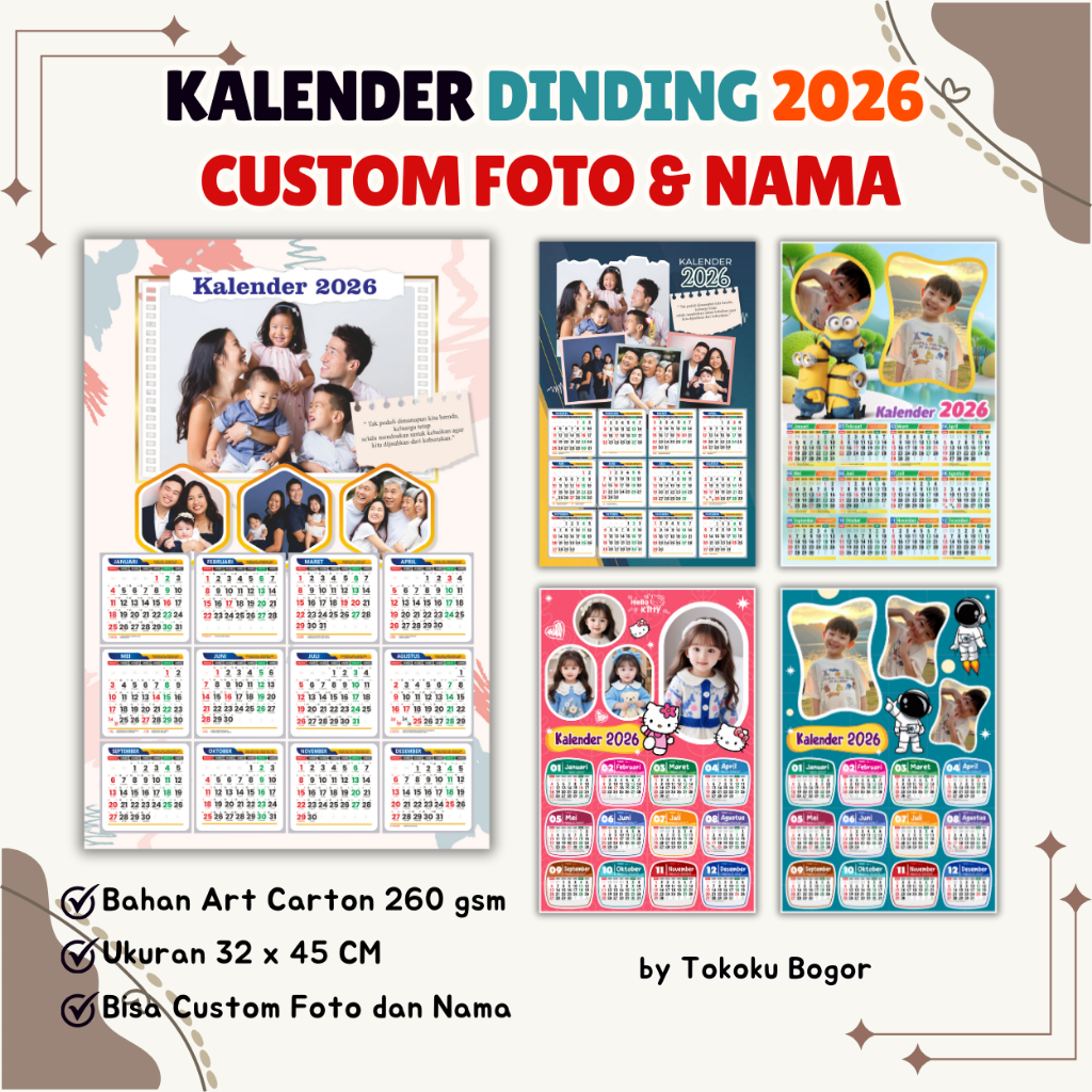 CUSTOM PHOTO AND NAME CALENDAR 2026 CHARACTER CALENDAR 2026