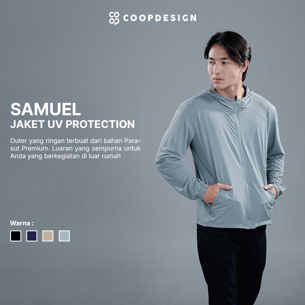 การออกแบบ Coop - Samuel Airism Jacket Zipper Pocket Hoodie UV Jacket for Men