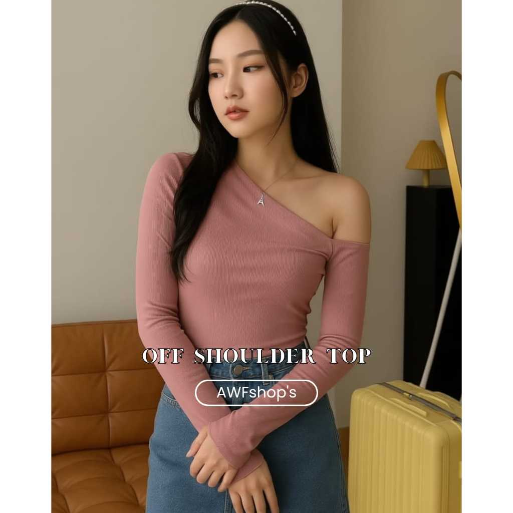 Wonder Woman Off Shoulder | เสื้อถักแขนยาวผู้หญิง | เสื้อซี่โครงถักสําหรับผู้หญิง