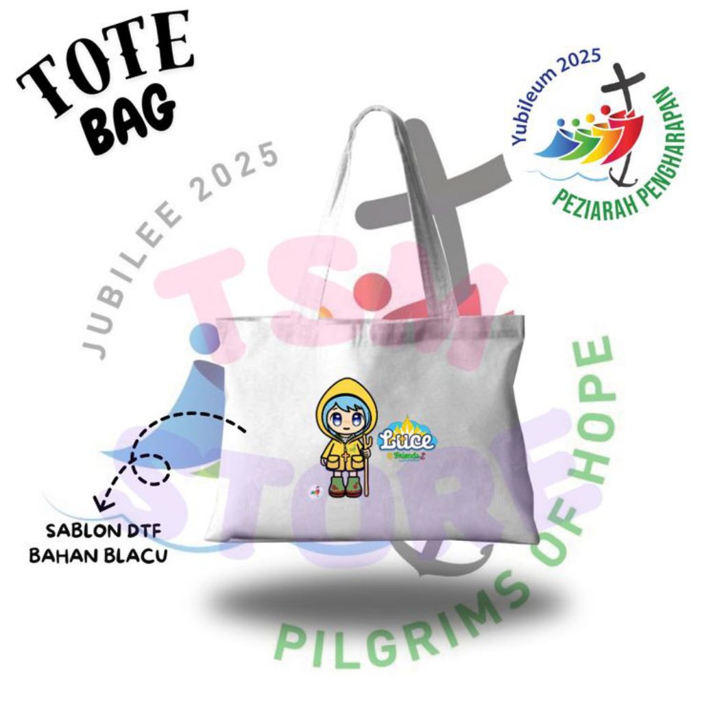 TOTE BAG BLACU LUCE MASKOT VATICAN YUBILEUM 2025