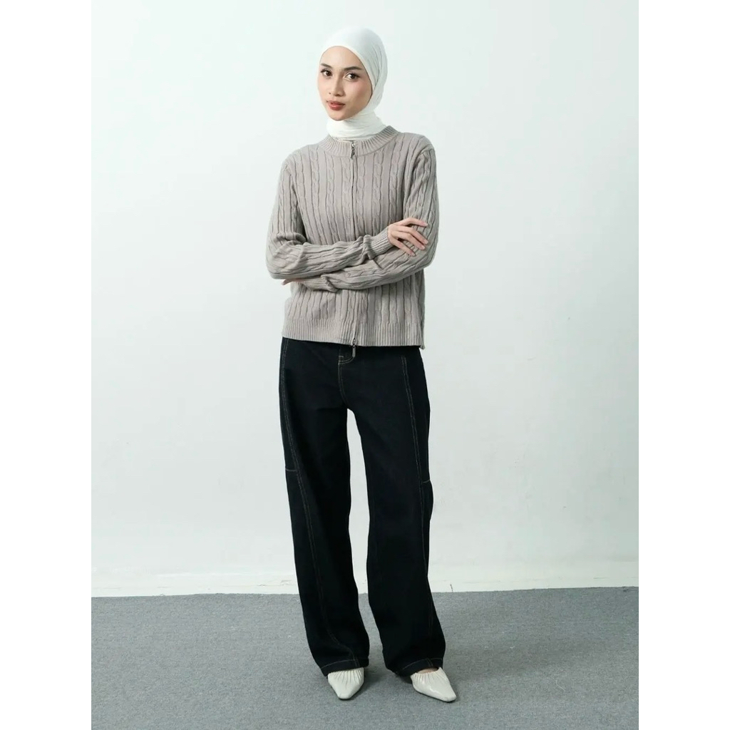 AZELA DOUBLE ZIPPER JACKET | เสื้อแจ็คเก็ตผ้าถักแขนยาวผู้หญิง