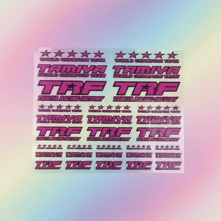 สติ๊กเกอร์ Mini 4WD - DTF UV - Tamiya TRF สีชมพู