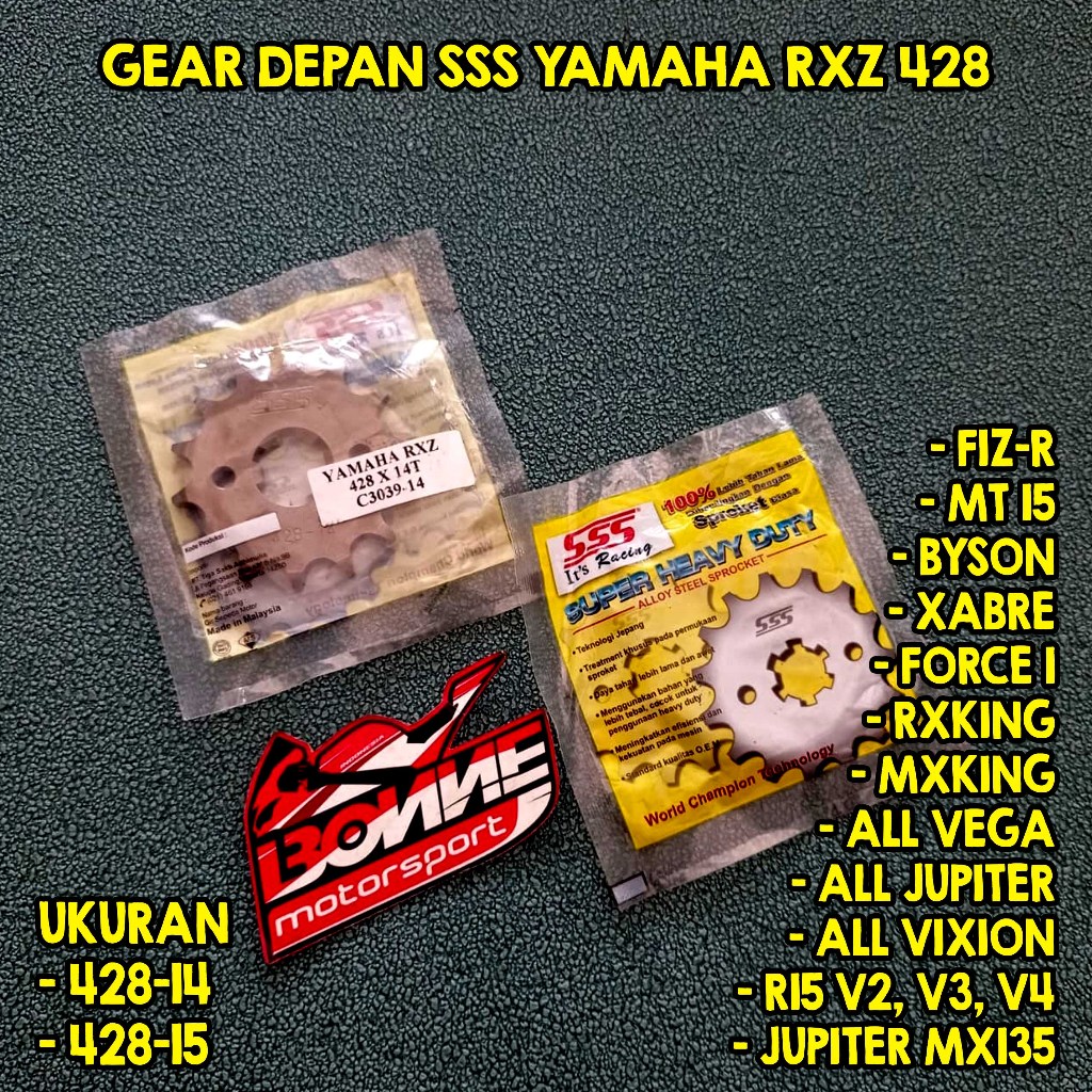 เกียร์หน้า SSS RXZ 428-14T / 15T FIZR, ALL VEGA, ALL JUPITER, MX135, MXKING, ALL VISION, BYSON, R15 