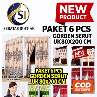 PAKET 6 PCS GORDEN SERUT PINTU Ukuran lebar 80 tinggi 200cm free tali
