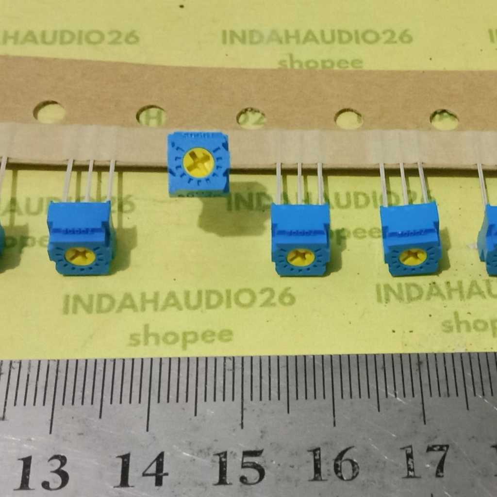 Trimpot precision 501 สีฟ้าสีเหลือง JAPAN 500 โอห์ม 3 ขาขนาน 500r VR ตัวต้านทานตัวแปร