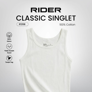 Rider Classic - Singlet Pria R126B Warna Putih isi 1 Pcs