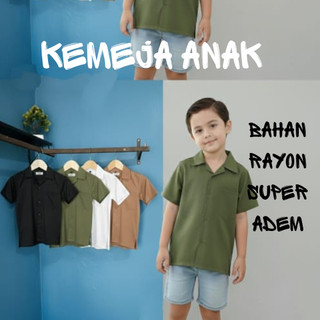 Kemeja Polos Anak Laki-Laki Hem Anak Cowok Kemeja Anak Lengan Pendek Usia 1-10 Tahun bahan rayon twill