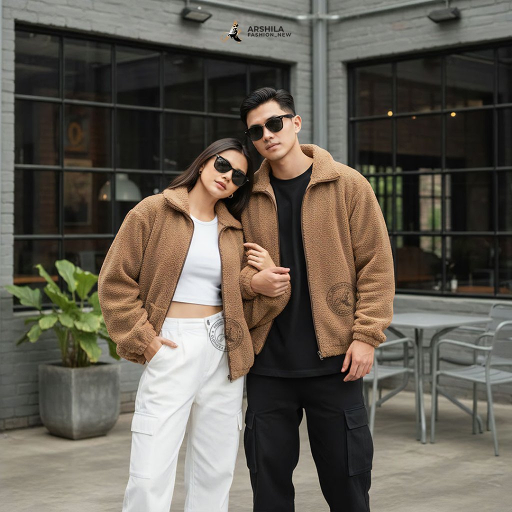 ผู้ใหญ่คู่แจ็คเก็ต Sherpa ขนแกะผู้ใหญ่ Warm Collar Coat Jacket Unisex