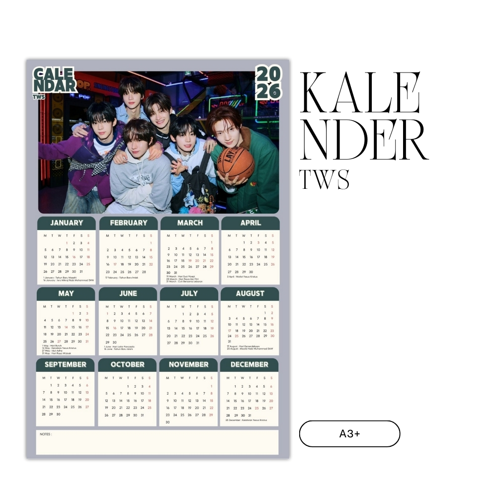 2026 CALENDAR TWS KPOP UNOFFICIAL KOREA SAI DOHOON HANJI JIHOON KYUNGMIN SHINYU YOUNGJAE