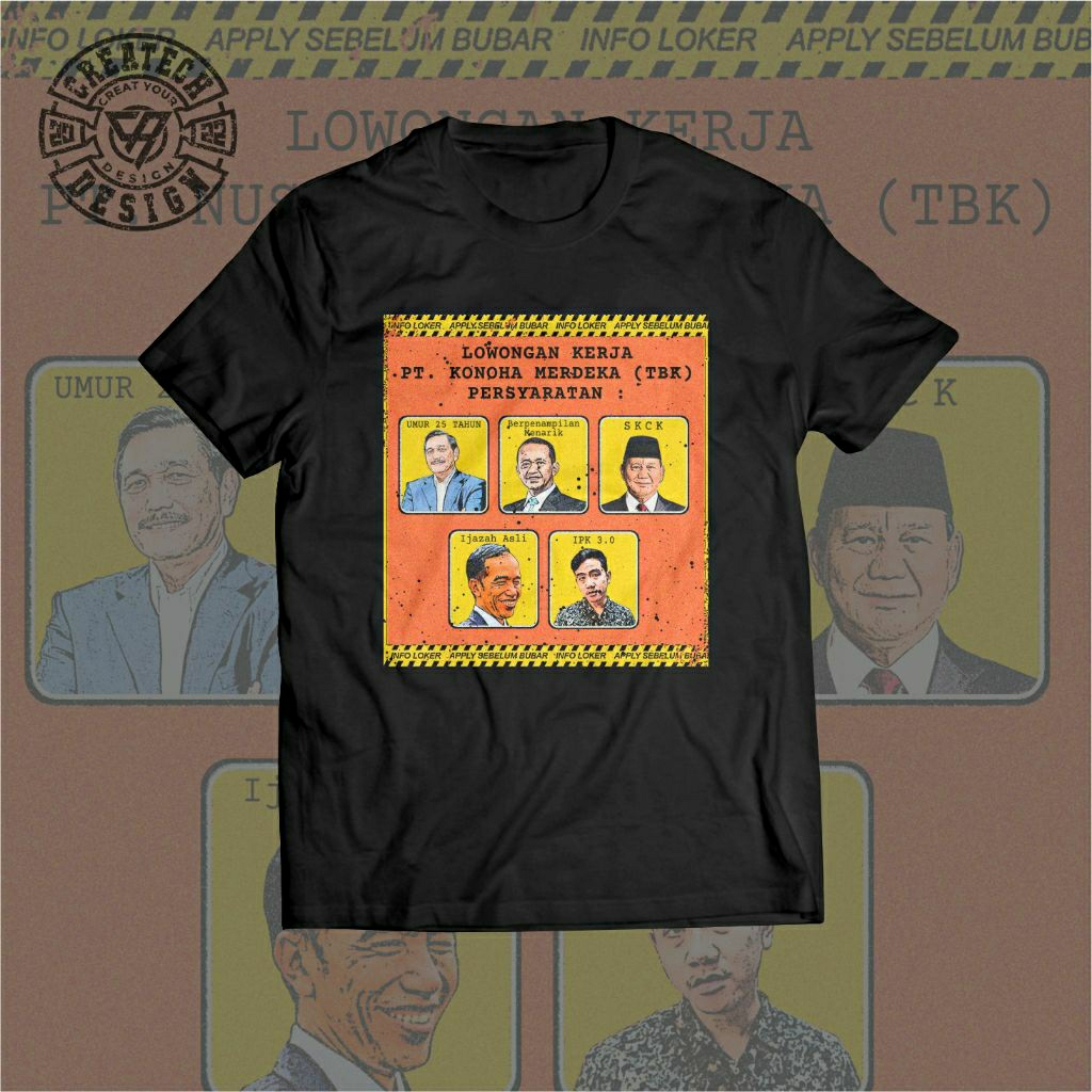 Distro เสื้อยืด Democracy INFO LOKER / ท็อปส์ซูผู้ชายและผู้หญิง INFO LOKER