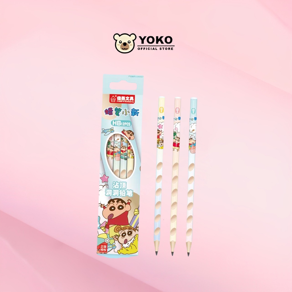 YOKO HB Pencil การ์ตูนน่ารัก Crayon ShinChan 12 PCS School Childrens Pencils Cute Motif Learning Pen