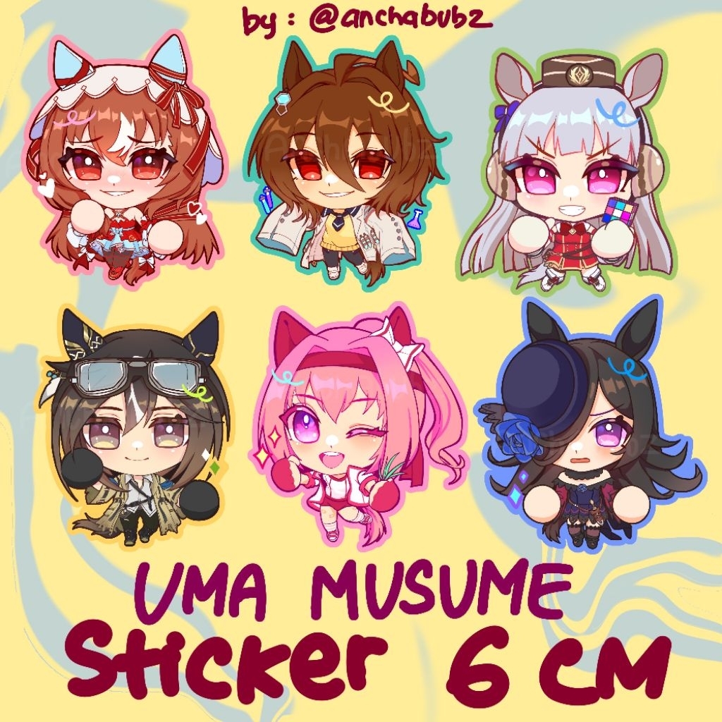 UMA MUSUME UMAMUSUME STICKER 6CM GLITTER (Agnes Tachyon, Haru Urara, Rice Shower, Gold Ship, Stay Go