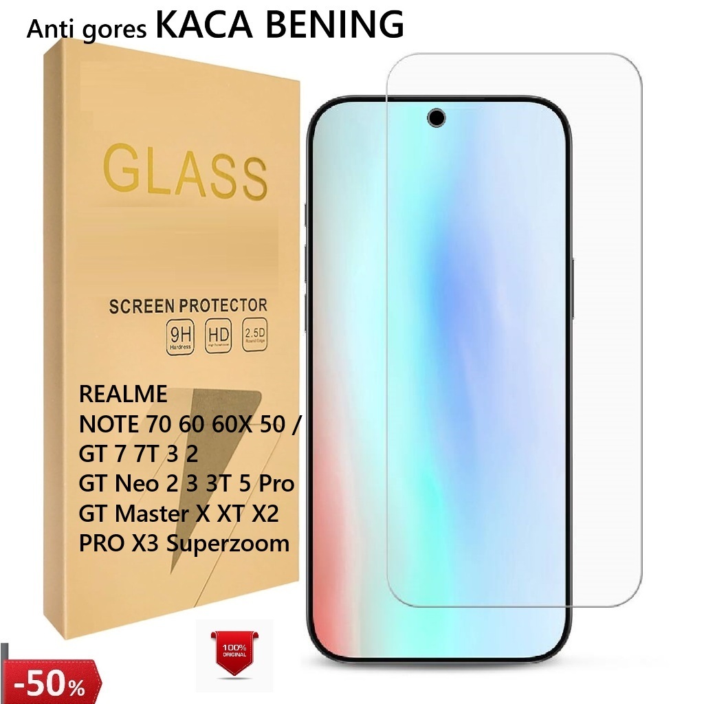LAYER MY$-01 2026 Tempered CLEAR FULL REALME NOTE 70 60 60X 50 / GT 7 7T 3 2 Neo 2 3 3T 5 Pro GT Mas
