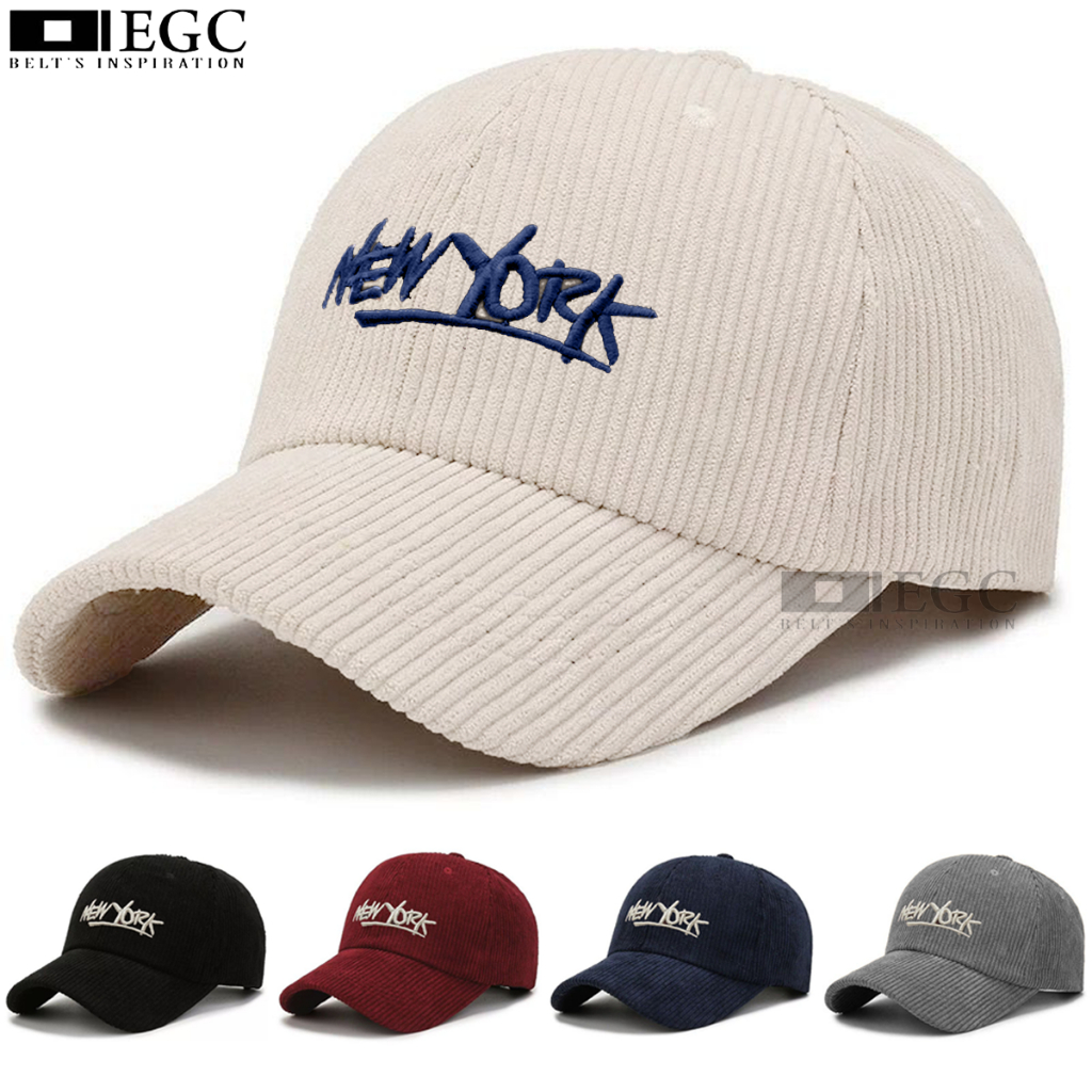 NEW YORK CORDUROY BASEBALL CAP / MENS AND WOMENS BASEBALL CAP / POLYESTER BASEBALL CAP - MF-388