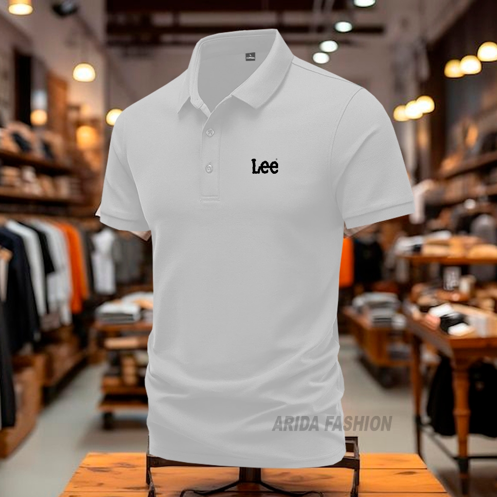 เสื้อยืด POLO collar Simple Motif Lee Copper Black Adult Collar Shirt / Wangki Mens Polo Shirt / Uniform Shirt - Arida fashion