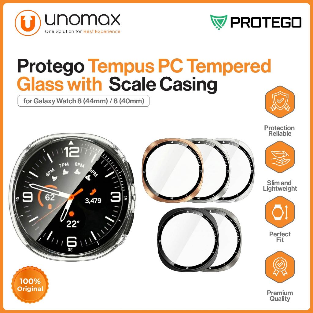 เคสนาฬิกา Samsung Galaxy Watch 8 (40mm/44mm) Protego Tempus PC Tempered Glass with Scale Casing (PT-