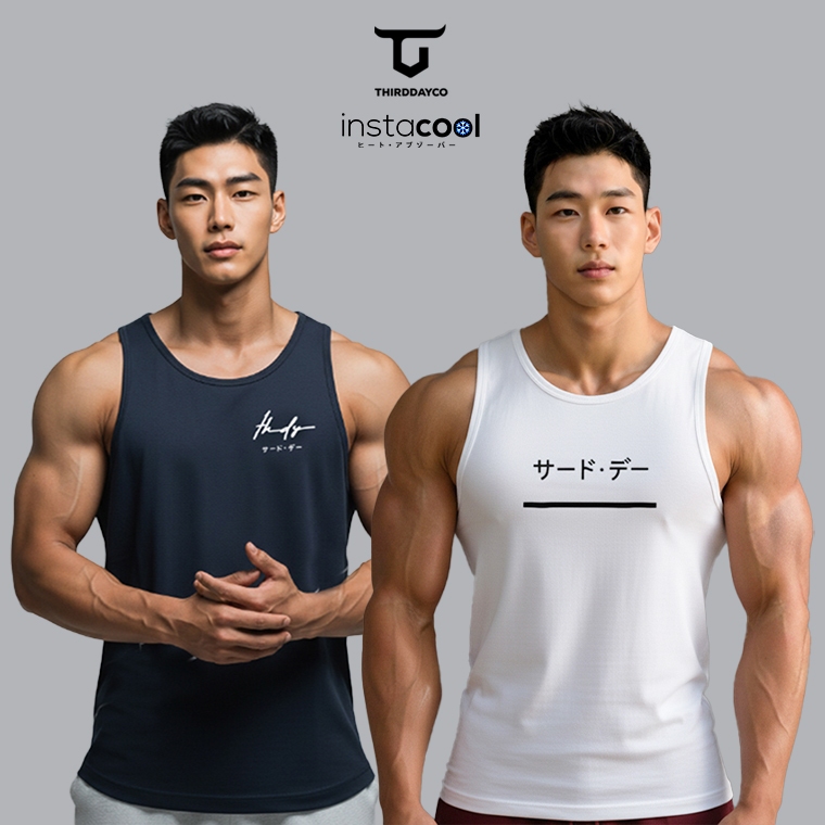 THIRDDAY เสื้อกล้ามแขนกุดผู้ชาย Instacool SVN "Katakana Underline" สีขาว MTH56 Navy MTH58 สีดํา MTH9