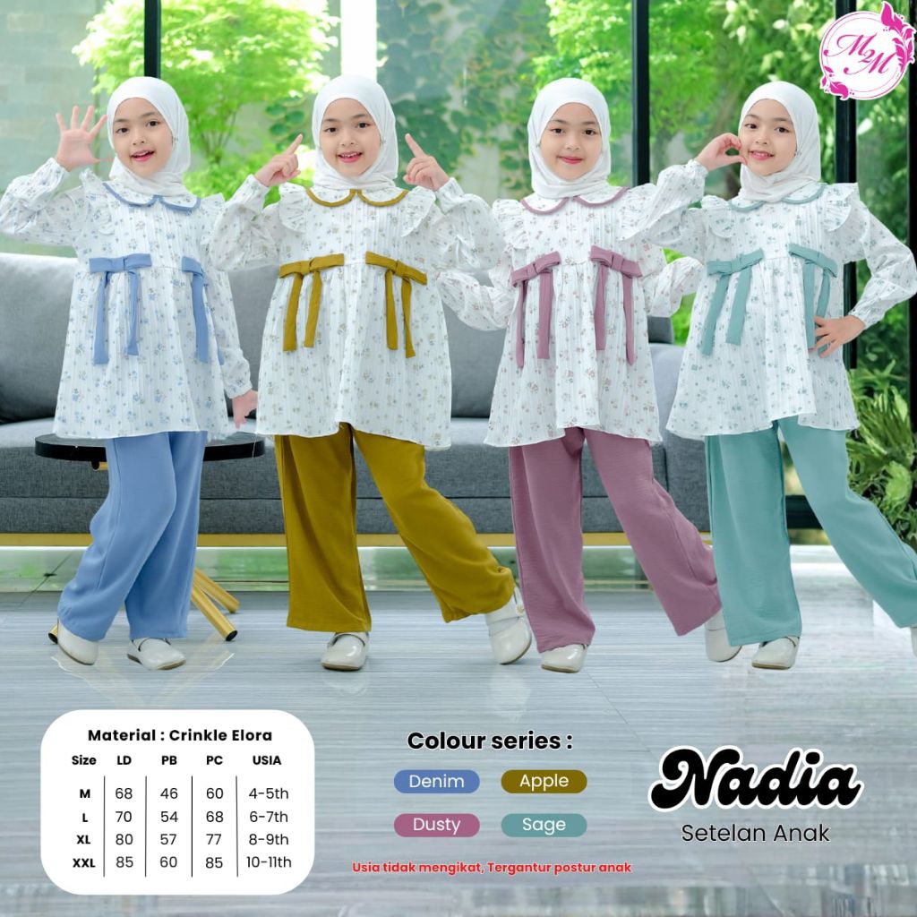 BIMY SHOP [ต้นฉบับ 100% M2M KIDS] NADIA GIRLS SET PANTS