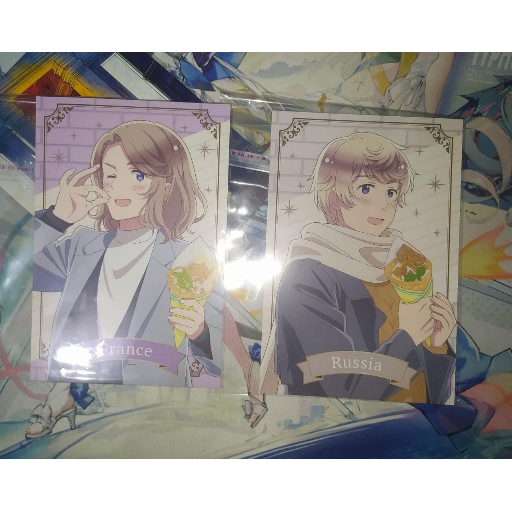 Hetalia AGF 2025 England America Prussia จีนฝรั่งเศสญี่ปุ่นรัสเซียเยอรมนีพวงกุญแจรูปโปสการ์ด Badge C