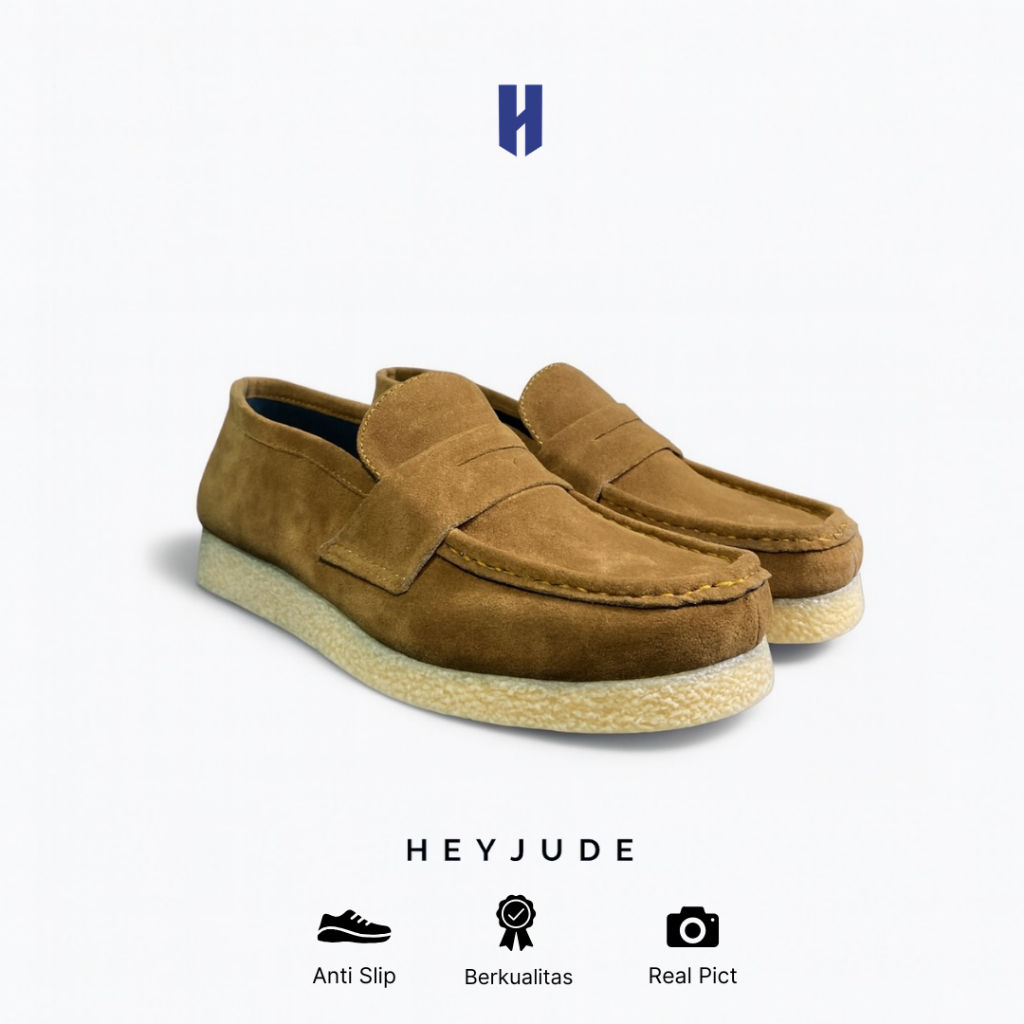 Heyjude Vible Loafers Tan Chunky Loafers Suede Casual Wallabee ผู้ชายผู้หญิง