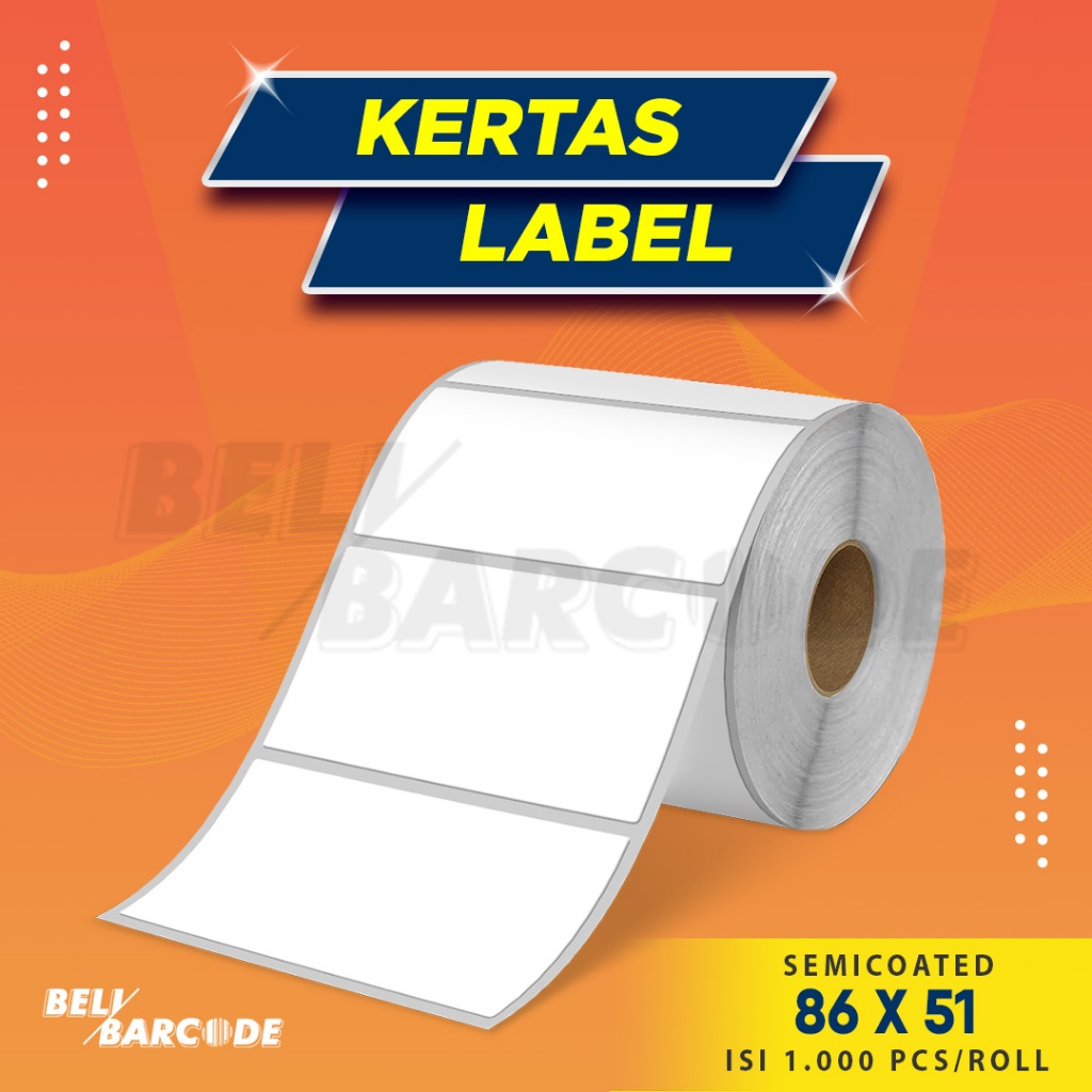 ป้ายกึ่งเคลือบ 86 x 51 มม. 1 Line Sticker บรรจุ 1000 ชิ้น พิมพ์ Barcode Sticker Codeshop