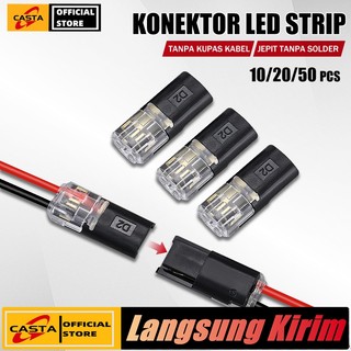 CASTA 12/20/50PCS Terminal Kabel Listrik Klip Quick Connect 2 Pin Universal LED Strip Low Voltage Wire Connector Sambung Kawat Cepat dan Kokoh