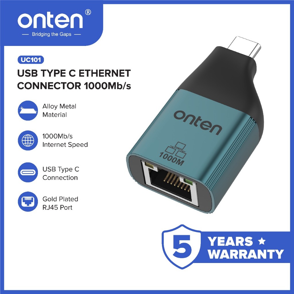Onten USB Type C ถึง Gigabit Lan Ethernet Connector 1000Mb/s OTN-UC101