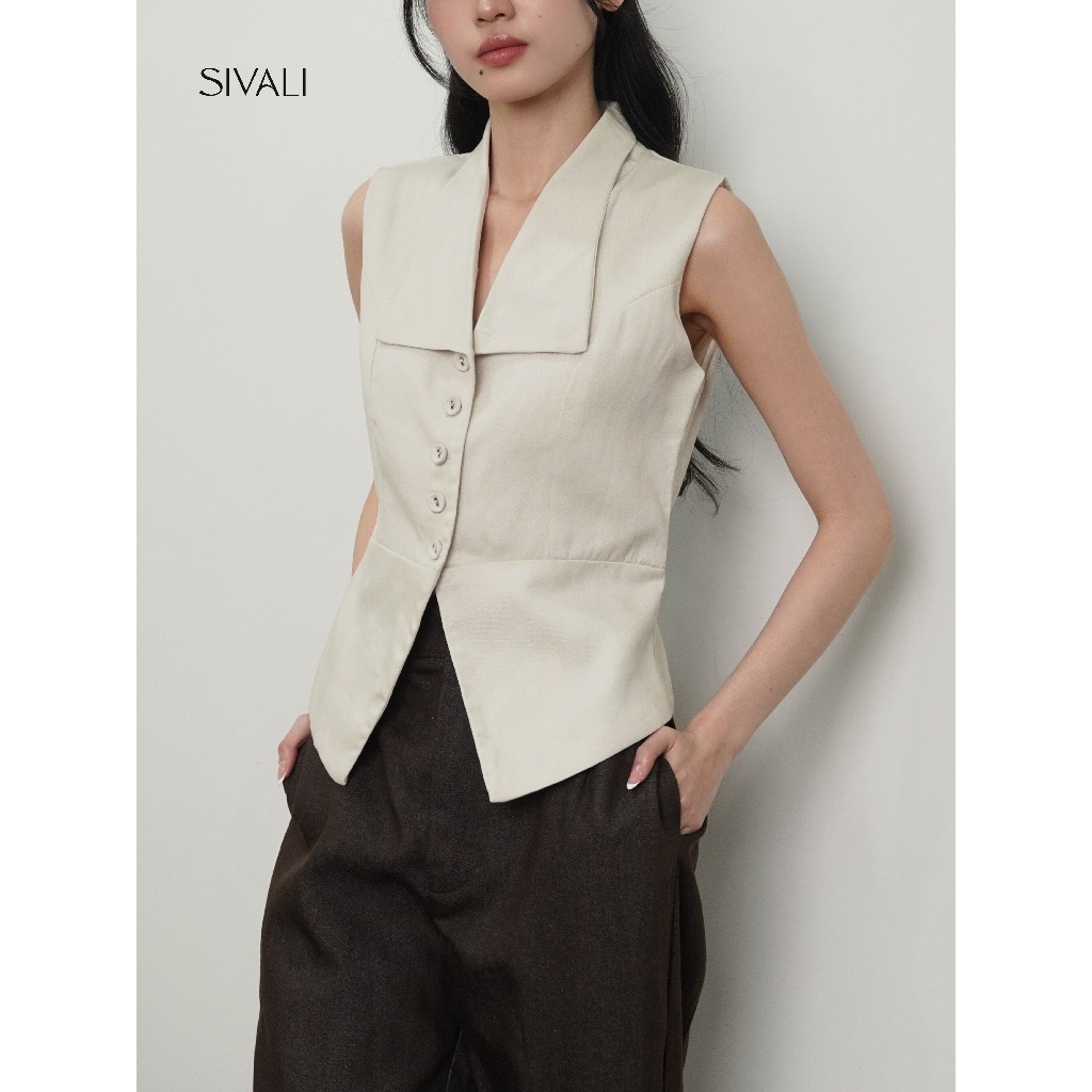 SIVALI Biel Denim Vest - เสื้อกั๊กเกาหลีของผู้หญิงแขนกุดติดตั้งด้านบน - เสื้อกั๊กด้านนอก Hijab || 1996