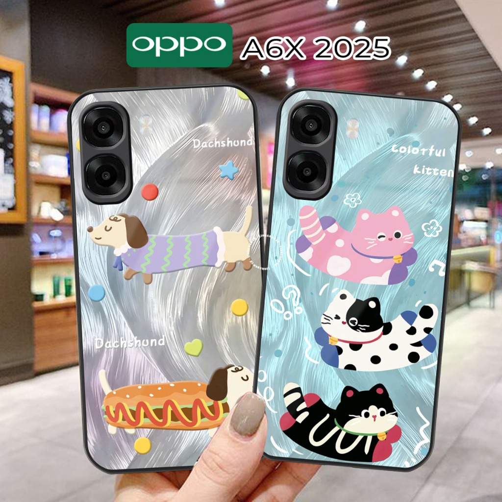 HP ล่าสุด Oppo A6x Glass Softcase กล้องป้องกันเคสโทรศัพท์ [LL69] เคสโทรศัพท์ Oppo A6x